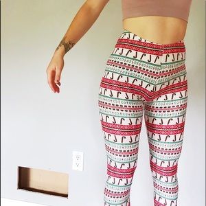 candy cane christmas leggings